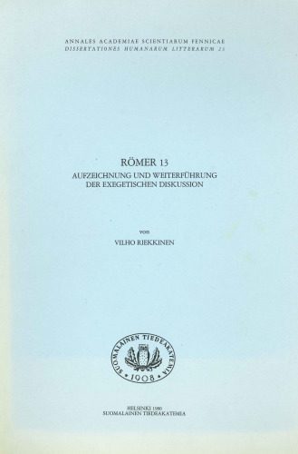 خرید و دانلود نسخه کامل کتاب Römer 13. Aufzeichnung und Weiterführung der exegetischen Diskussion_68dec9c9ec756.jpeg خرید و دانلود نسخه کامل کتاب Römer 13. Aufzeichnung und Weiterführung der exegetischen Diskussion