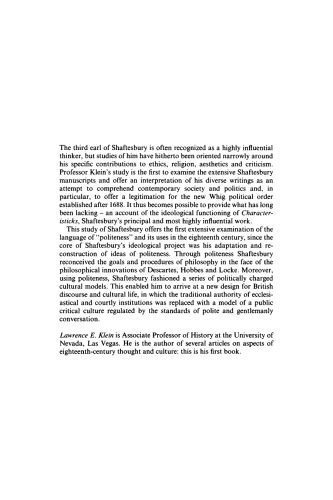 خرید و دانلود نسخه کامل کتاب Shaftesbury and the Culture of Politeness: Moral Discourse and Cultural Politics in Early Eighteenth-Century England_68ea6ea7a9589.jpeg خرید و دانلود نسخه کامل کتاب Shaftesbury and the Culture of Politeness: Moral Discourse and Cultural Politics in Early Eighteenth-Century England