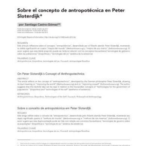 خرید و دانلود نسخه کامل کتاب Sobre el concepto de antropotécnica en Peter Sloterdijk (artículo)
