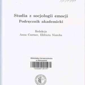 خرید و دانلود نسخه کامل کتاب Studia z socjologii emocji. Podręcznik akademicki