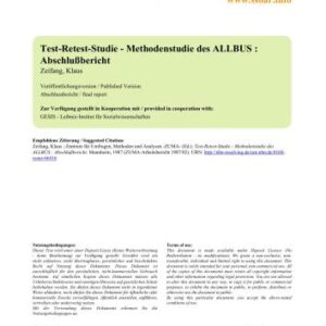 خرید و دانلود نسخه کامل کتاب Test-Retest-Studie – Methodenstudie des ALLBUS: Abschlußbericht