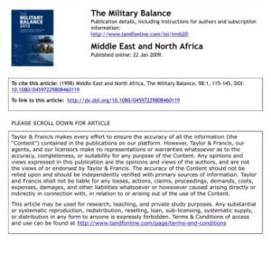 خرید و دانلود نسخه کامل کتاب The Military Balance 1998-99 (IISS). Middle east and North Africa