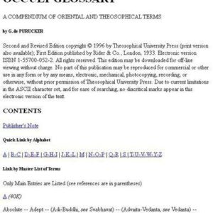 خرید و دانلود نسخه کامل کتاب The Occult Glossary; A Compendium of Oriental and Theosophical Terms