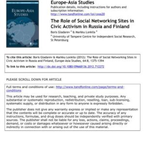 خرید و دانلود نسخه کامل کتاب The Role of Social Networking Sites in Civic Activism in Russia and Finland