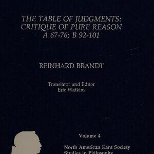 خرید و دانلود نسخه کامل کتاب The Table of Judgments: Critique of Pure Reason A 67-76; B 92-101