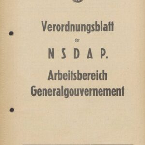 خرید و دانلود نسخه کامل کتاب Verordnungsblatt der NSDAP. Arbeitsbereich Generalgouvernement