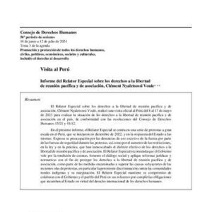 خرید و دانلود نسخه کامل کتاب Visita al Perú. Informe del Relator Especial sobre los derechos a la libertad de reunión pacífica y de asociación