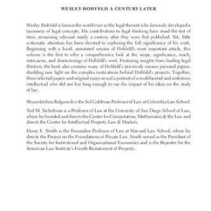 خرید و دانلود نسخه کامل کتاب Wesley Hohfeld A Century Later: Edited Work, Select Personal Papers, and Original Commentaries