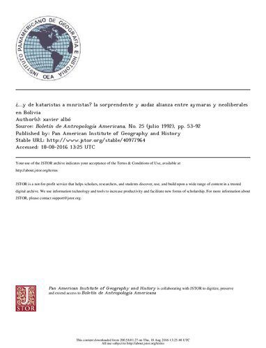 خرید و دانلود نسخه کامل کتاب ¿…y de kataristas a MNRistas? La sorprendente y audaz alianza entre aymaras y neoliberales en Bolivia_68e7c40987749.jpeg خرید و دانلود نسخه کامل کتاب ¿…y de kataristas a MNRistas? La sorprendente y audaz alianza entre aymaras y neoliberales en Bolivia