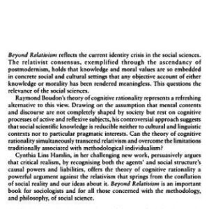 خرید و دانلود نسخه کامل کتاب Beyond Relativism: Raymond Boudon, Cognitive Rationality and Critical Realism