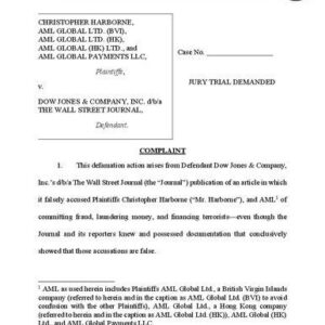 خرید و دانلود نسخه کامل کتاب Christopher Harborne v. Dow Jones & Company Inc., d/b/a the Wall Street Journal