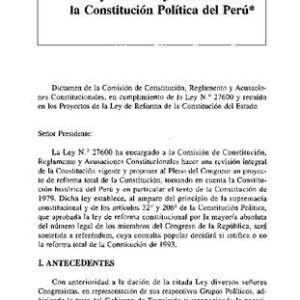 خرید و دانلود نسخه کامل کتاب Dictamen del Congreso sobre el Proyecto de Ley de Reforma de la Constitución Política del Perú