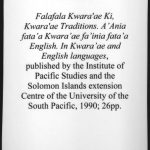 خرید و دانلود نسخه کامل کتاب Falafala Kwaraʼae kī. Kwaraʼae traditions. ʼAnia fataʼa Kwaraʼae faʼinia fetaʼa English. In Kwaraʼae and English languages