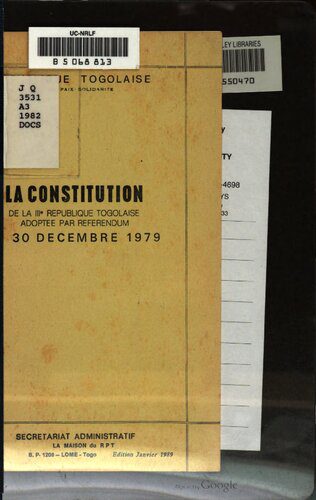 خرید و دانلود نسخه کامل کتاب La constitution de la IIIe République togolaise adoptée par referendum le 30 décembre 1979_6918f920dce35.jpeg خرید و دانلود نسخه کامل کتاب La constitution de la IIIe République togolaise adoptée par referendum le 30 décembre 1979