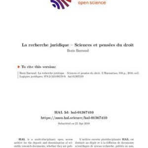 خرید و دانلود نسخه کامل کتاب La recherche juridique – Sciences et pensées du droit