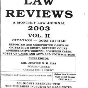 خرید و دانلود نسخه کامل کتاب Orissa Law Reviews 2003 Vol-2, Odisha Law Reviews, OLR