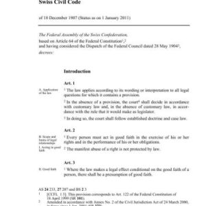 خرید و دانلود نسخه کامل کتاب Swiss Civil Code