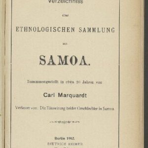 خرید و دانلود نسخه کامل کتاب Verzeichniss einer ETHNOLOGISCHEN SAMMLUNG aus Samoa. Zusammengestellt in etwa 20 Jahren