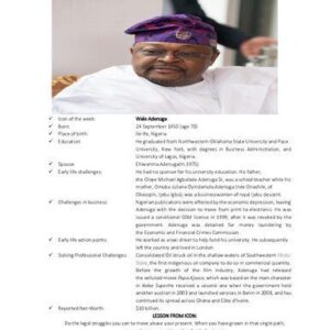 خرید و دانلود نسخه کامل کتاب Weekly Inspiring Icon Across Africa- Wale Adenuga