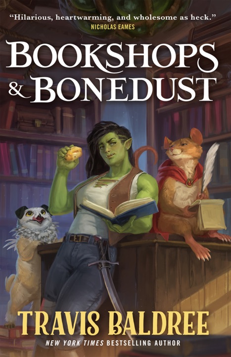 Bookshops & Bonedust by Travis Baldree_6a04aa0c88f31.jpeg خرید و دانلود نسخه کامل کتاب صوتی انگلیسی کتابفروشیها و غبار استخوان، اثر تراویس بالدری (از مجموعهی افسانهها و لتهها) Bookshops & Bonedust by Travis Baldree - تصویر 1