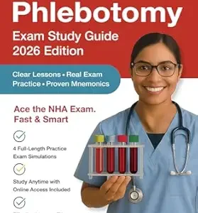 خرید و دانلود نسخه کامل کتاب NHA Phlebotomy Exam Study Guide: 1600+ Practice Questions, 4 Full-Length Exams, Proven Mnemonics, and Online Access for the NHA Certified Phlebotomy Technician (CPT) Exam
