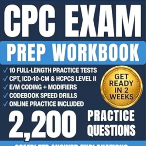 خرید و دانلود نسخه کامل کتاب CPC Exam Prep Workbook 2026-2027: Medical Coding Certification Study Guide with 2,200 Practice Questions, CPT, ICD-10-CM, HCPCS, E/M, Modifiers, and Full-Length Mock Exams with Answer Explanations